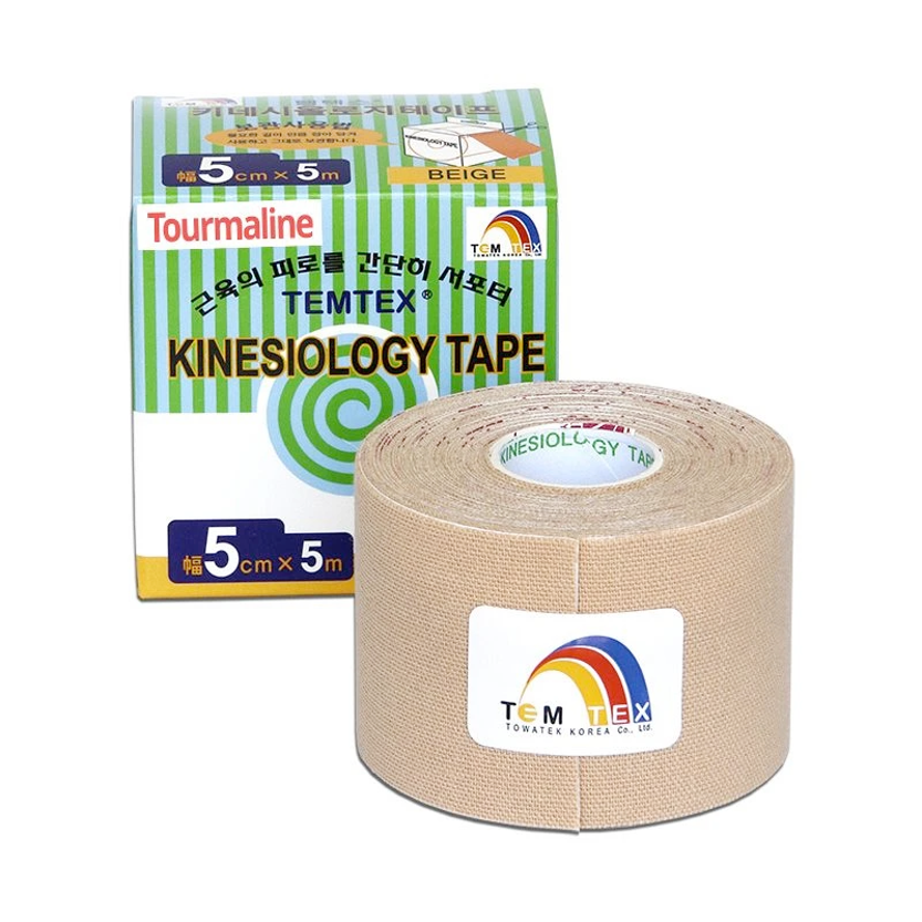 Temtex - Kinesiologie Tape Tourmaline - Beige - 5cm x 5m - doos 6 Rollen - Intertaping.nl
