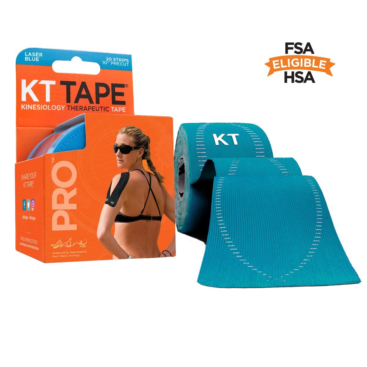 KT Tape Pro - Voorgesneden - Laser Blue - 5cm x 5m - Intertaping.nl