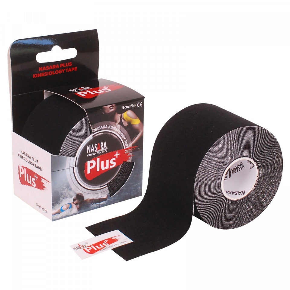 Nasara Plus - Kinesiologie Tape - Zwart - 5cm x 5m - Intertaping.nl